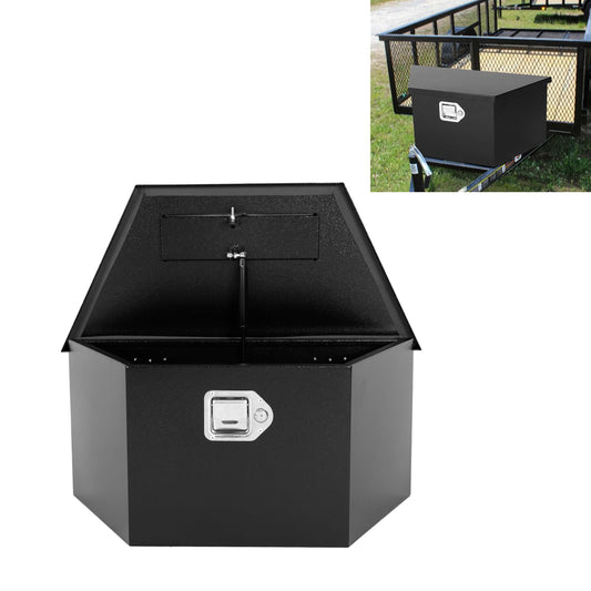 COOLBAG Trailer Tongue Tool Box, Steel Storage Truck Tool Box,26.6 x 13.6 x 11.9 Tool Chest Organizer w/Lock and Keys For Pickup,Truck Bed, RV, Trailer,Heavy Duty Waterproof Black box