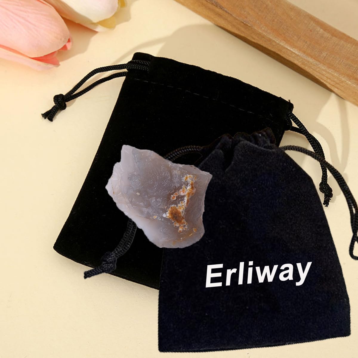 Erliway 1.25-2" Large Grey Agate Raw Crystals, Natural Rough Agate Crystal, Healing Crystals Stones for Tumbling, Cabbing, Fountain Rocks, Decoration, Polishing, Wire Wrapping, Wicca & Reiki
