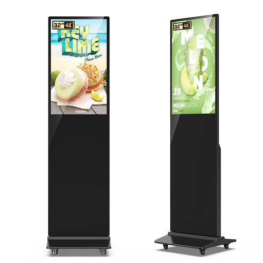 JASZDOT 32/43/55/65 Inch Digital Signage Display, LCD Screen Advertising Display Kiosk Interactive Totem Floor Standing Auto AD Player with USB/HDMI/WiFi Android OS (32'' Non-Touch)