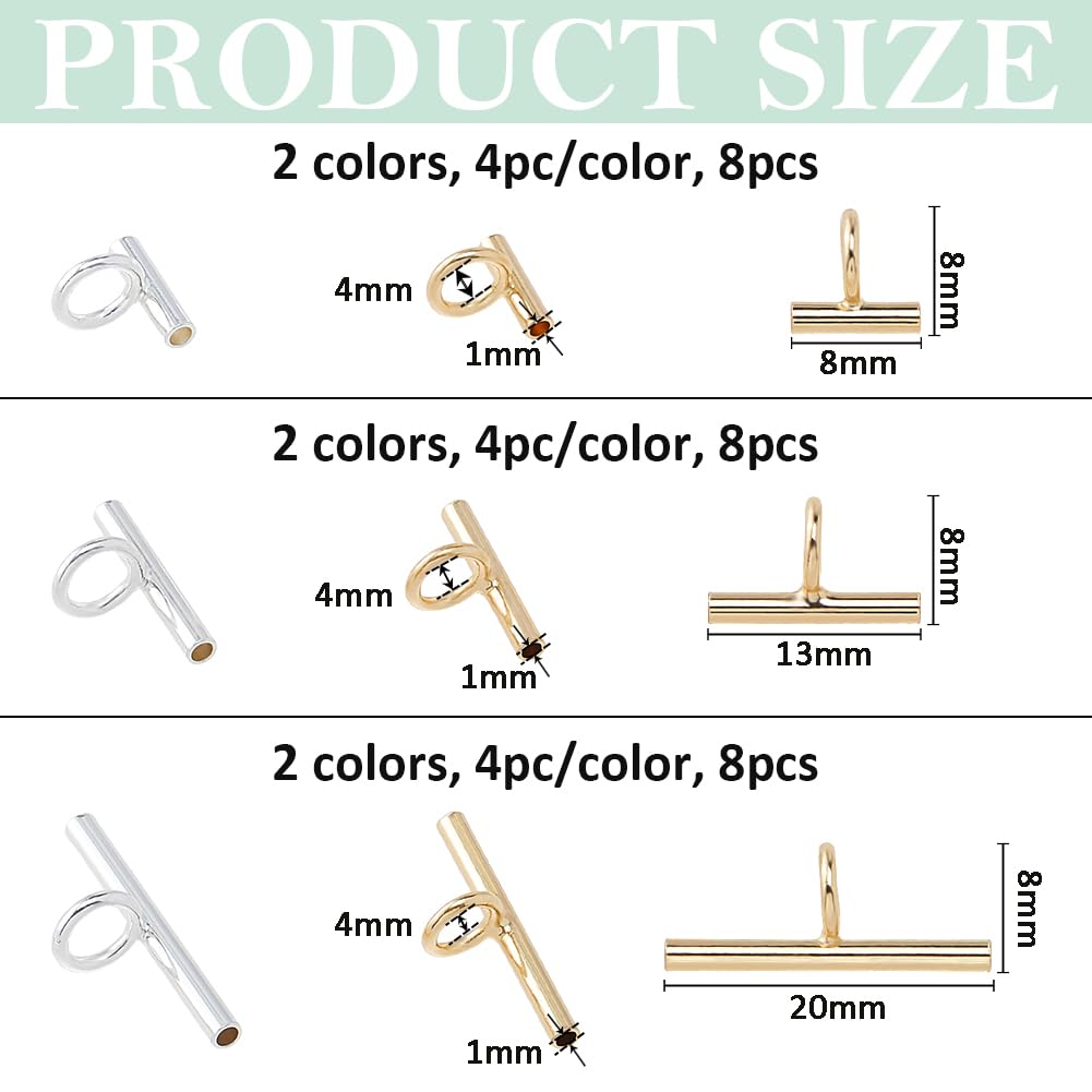 SUPERFINDINGS 24Pcs 3Size Brass Pin to Pendant Converter Brooch Converters Brooches Pins to Pendant with Tube Bails (Golden & Silver) for Necklace Keychain Hair Accessory, 8x8~20x6mm Hole: 4mm