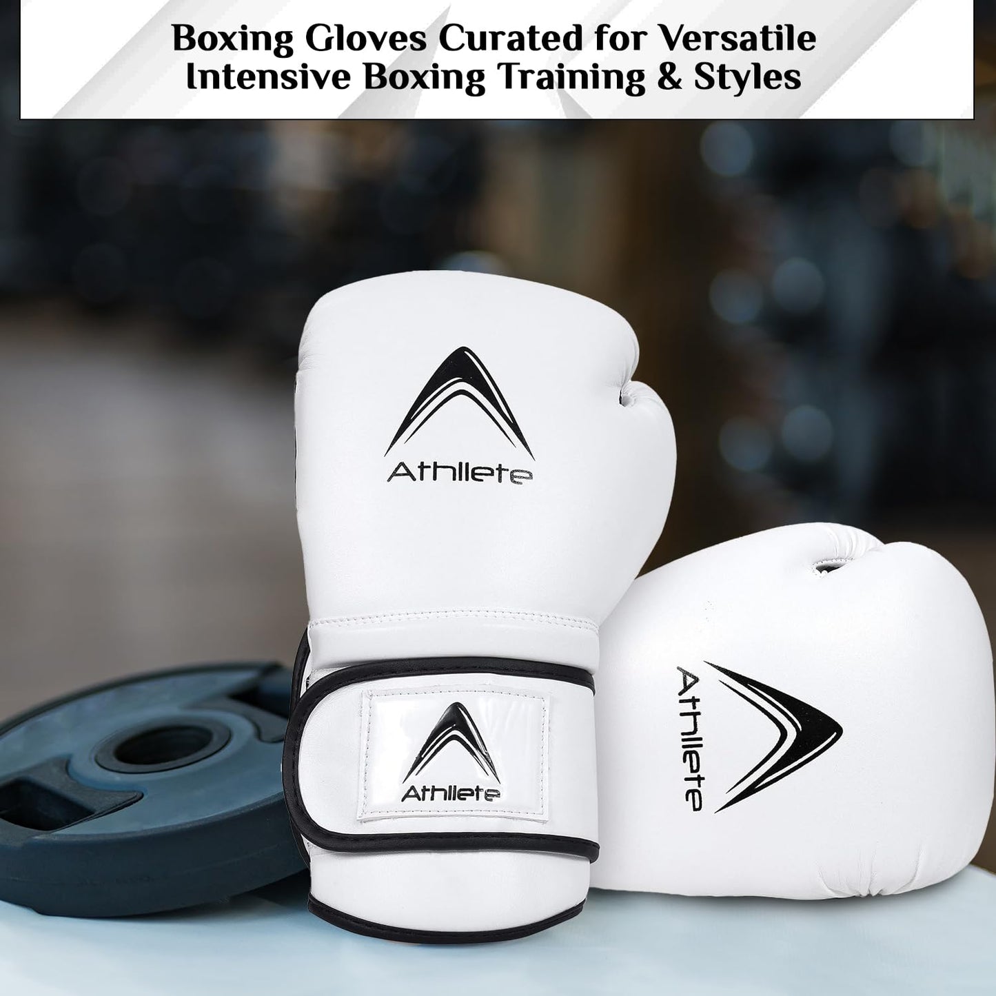 Athllete Boxing Gloves Men & Women, Training & Sparring, 14 oz, Black/White