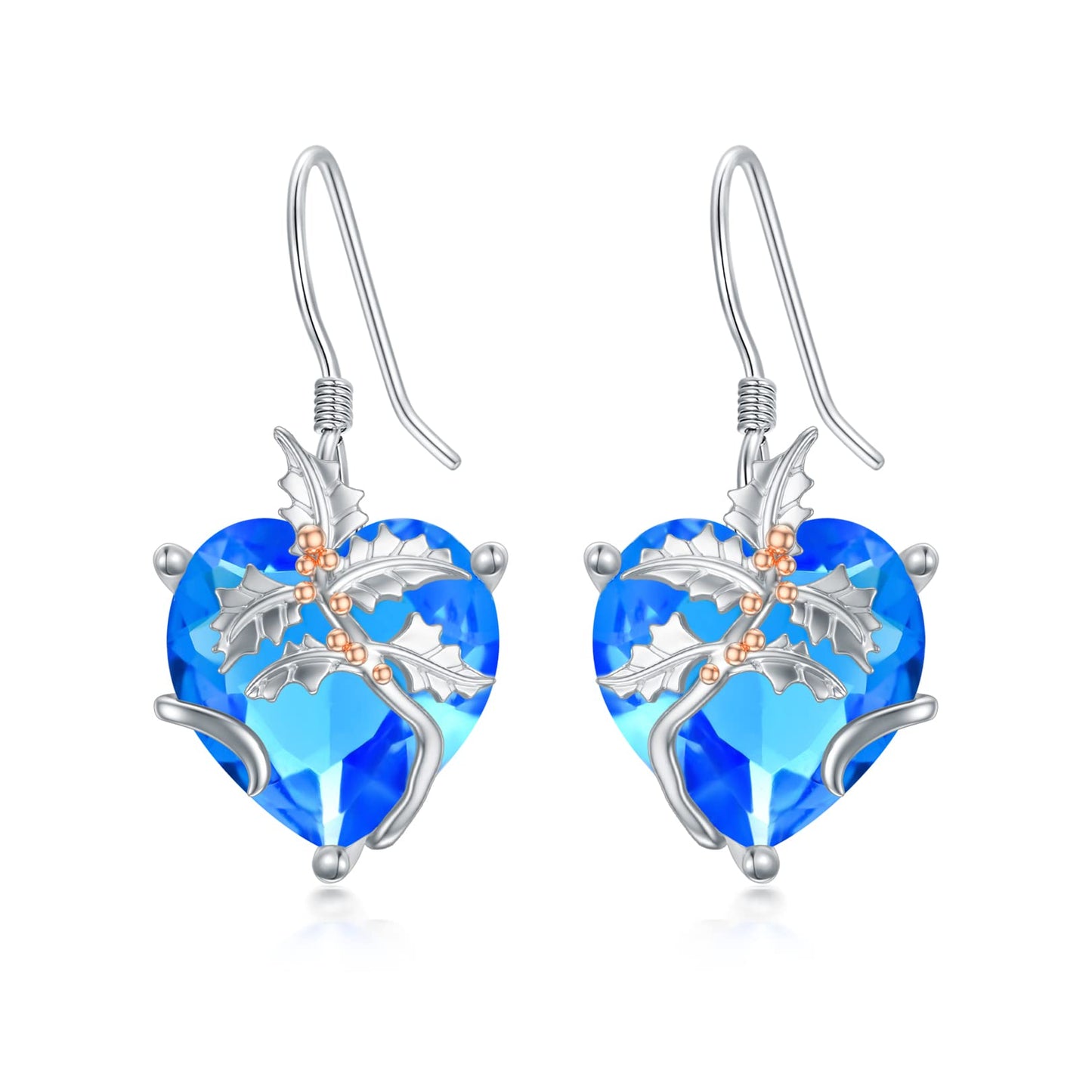 TOUPOP Topaz December Birthstone Earrings 925 Sterling Silver December Birth Flower Holly Earrings Jewelry Birthday Mothers Day Gifts for Women Mom Her