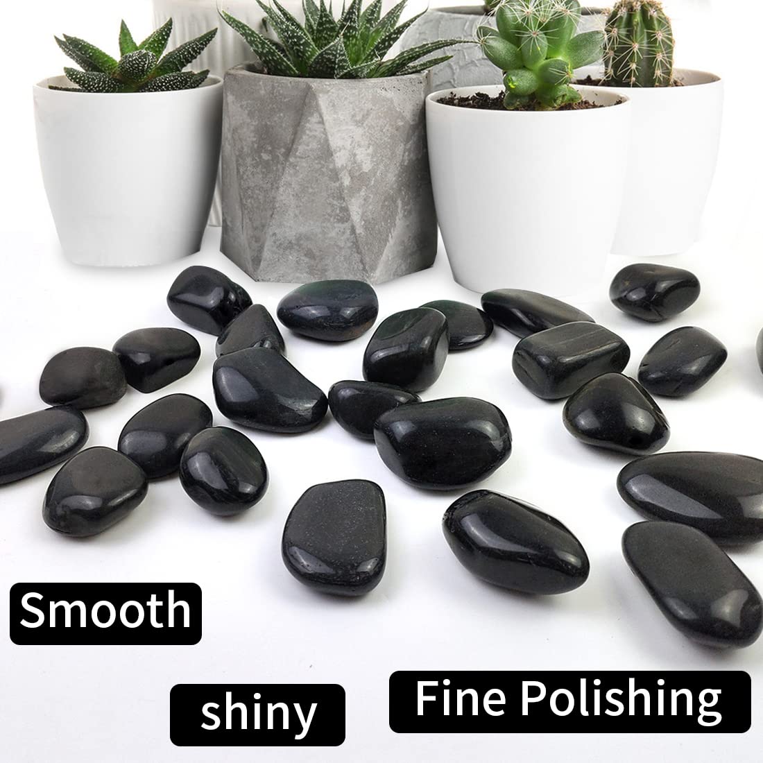 SHIZWU 1-2.2 Inch High Decorative Black River Rocks, 5LB Polished Stones, Pebbles for Landscaping, Fish Tank, Garden, Vase Filling Pebbles, Outdoor Decorative River Rocks
