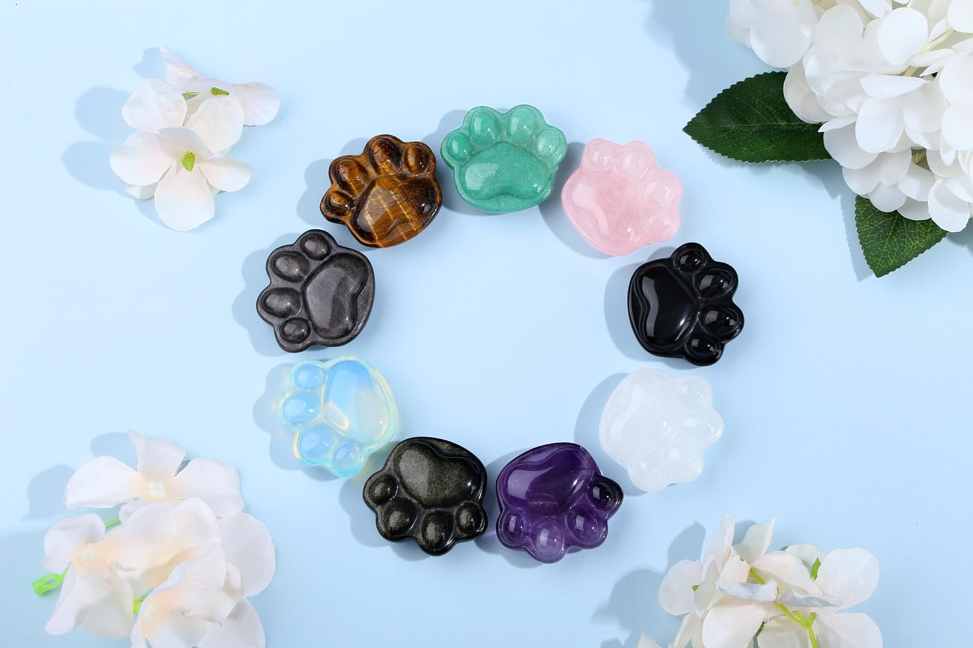 NUKAYAI Tiger Eye Cat Paw Crystal Statue Carved Figurines for Sculpture Worry Stone Crystals and Healing Stones Decor Mental Health Natural Gemstones Cute Cat Lover Gifts for Women