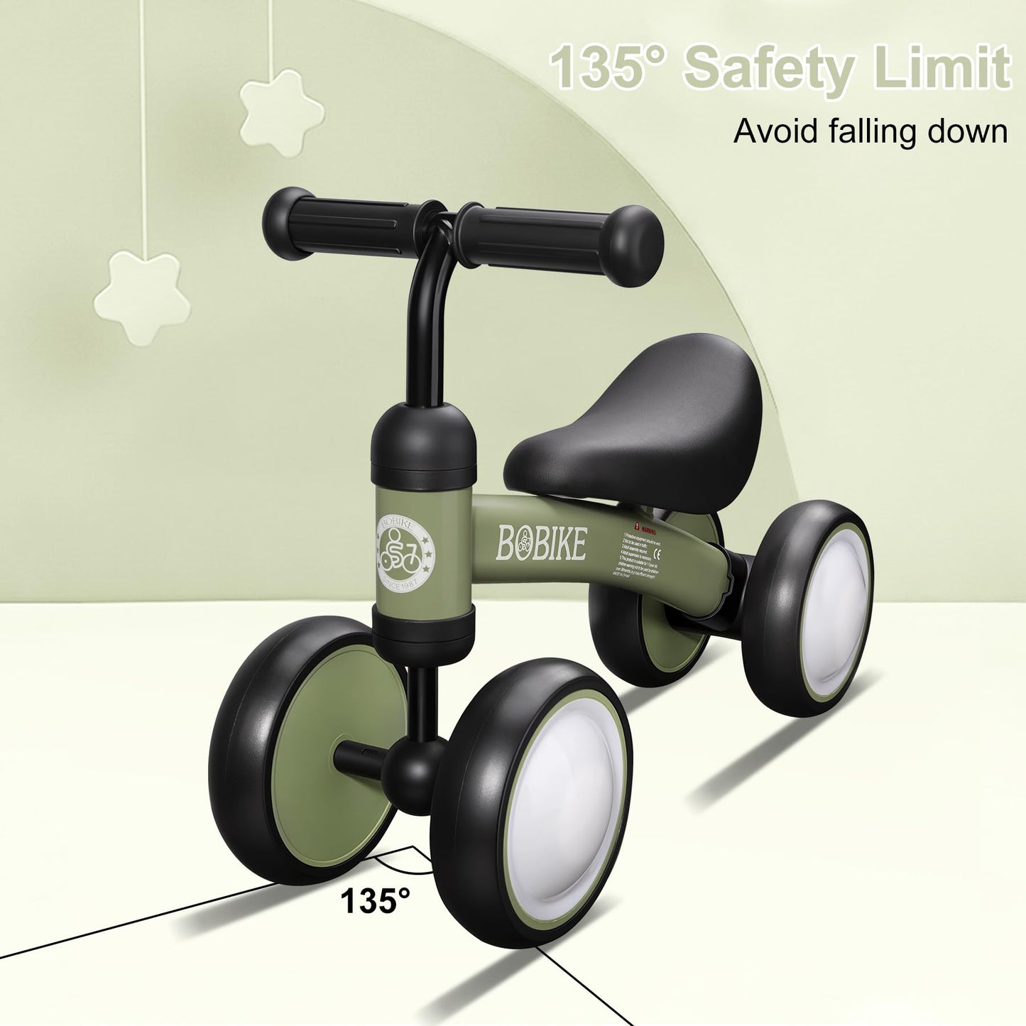 Bobike Baby Balance Bike Toys for 12-36 Months Kids Toy Boy and Girls Gifts Toddler Best First Birthday Gift Children Walker No Pedal Infant 4 Wheels Bicycle (Colorful, Deep Green-Light)