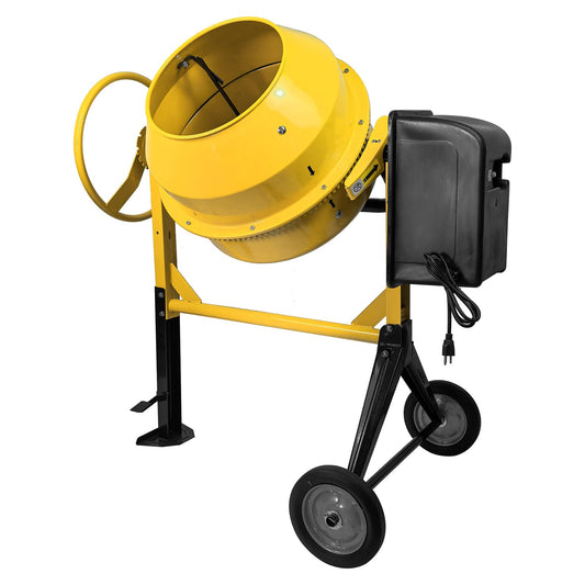 HIGOSPRO Portable 4.2 Cu Ft Concrete Cement Mixer, 3/5 Hp Electric Mixer Machine with Wheel & 120L Freestanding Barrow Machine, Portable Cement Mixing Machine for Stucco, Mortar Seeds