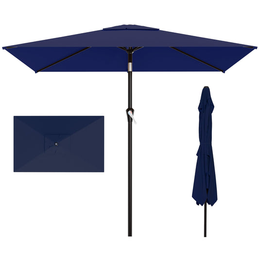 AreShark 6.5' x 10' Rectangular Patio Umbrellas for Outdoor, Outdoor Table Umbrella, Large Outdoor Patio Umbrellas with 6 Sturdy Ribs for Pool, Garden, Deck & Market (Navy)