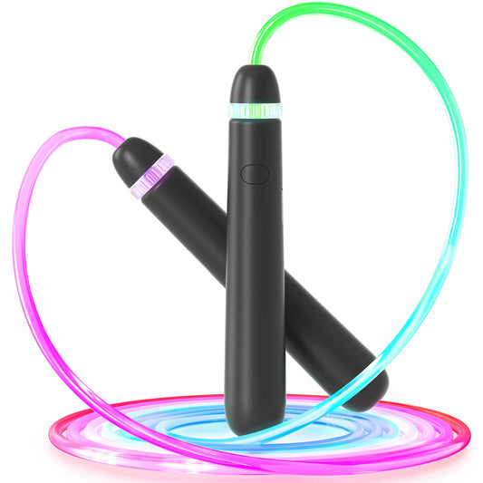 LED Light Up Jump Rope for Kids and Adult, Adjustable Glowing Skipping Rope for Boys and Girls, Colorful Luminous Jumping Rope for Fitness and Workout Black