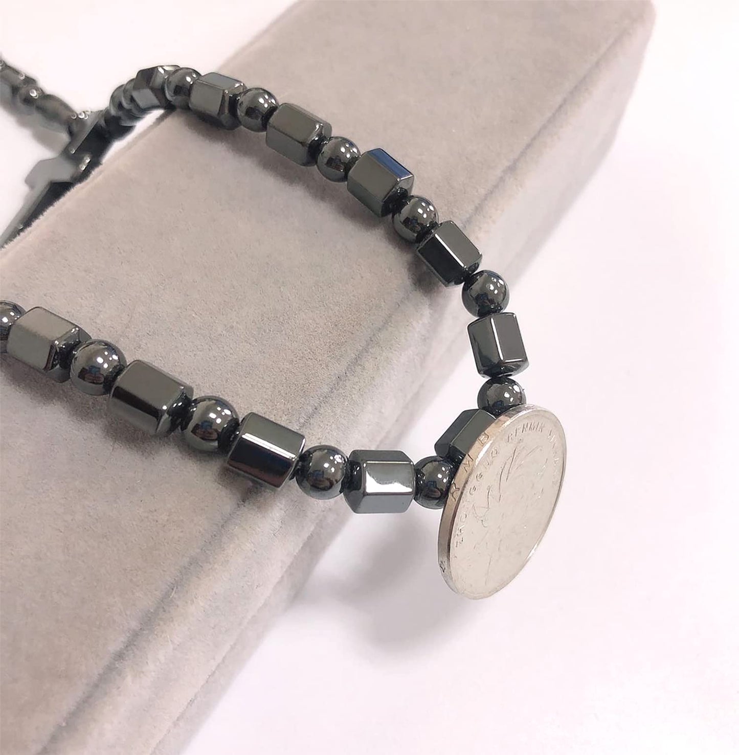 Jiajiazi 5A hematite magnetic therapy Cross pendant necklace for men and women, magnetic bead stone healing Jewelry 20” length unisex