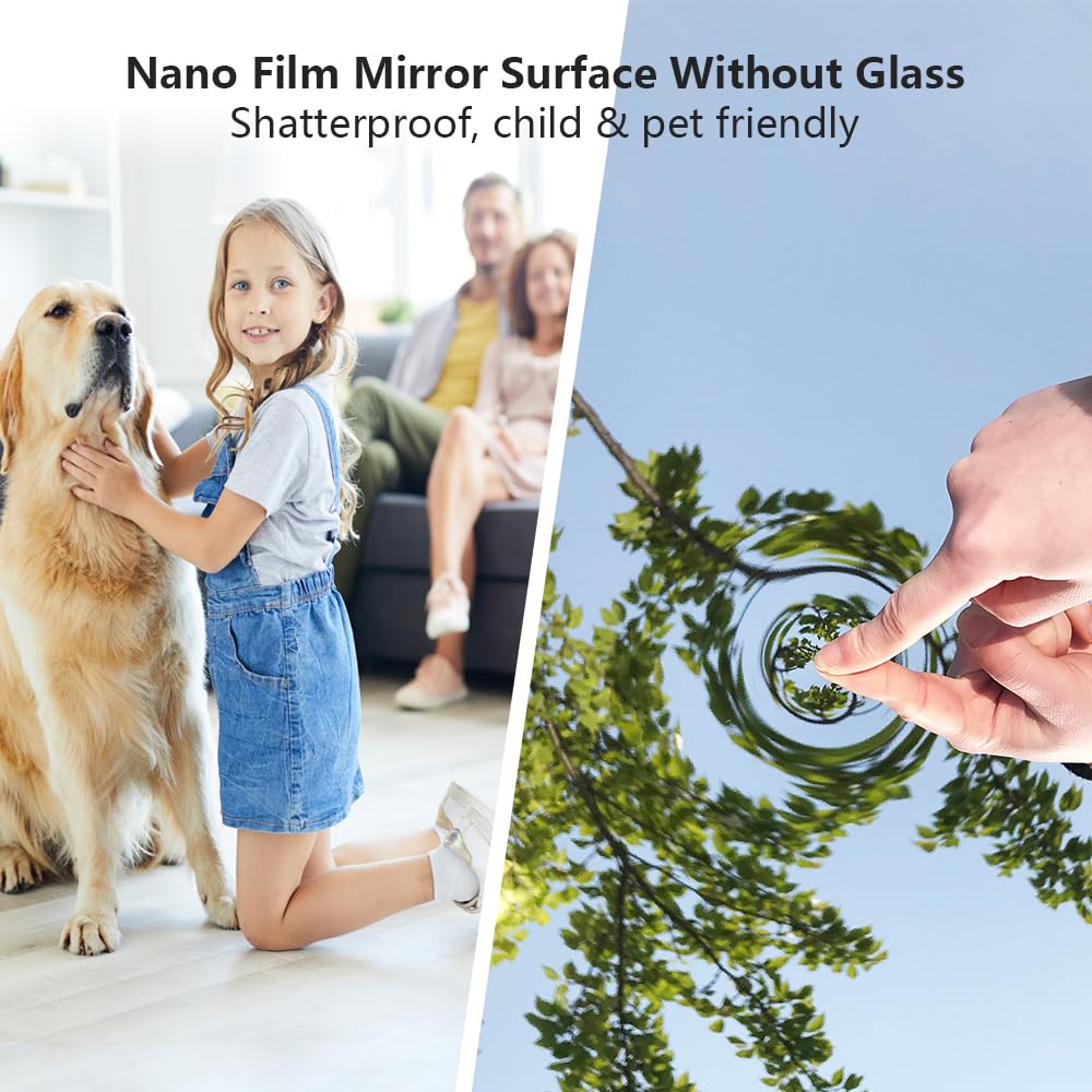 brisafe Full Length Mirror with Wheels, 71'' x 40'', White, Nano Film Surface Without Glass, shatterproof, Safe, Lightweight, only 13lbs Easy to Move and Install, for Home Gym, Dance & Yoga Studios.