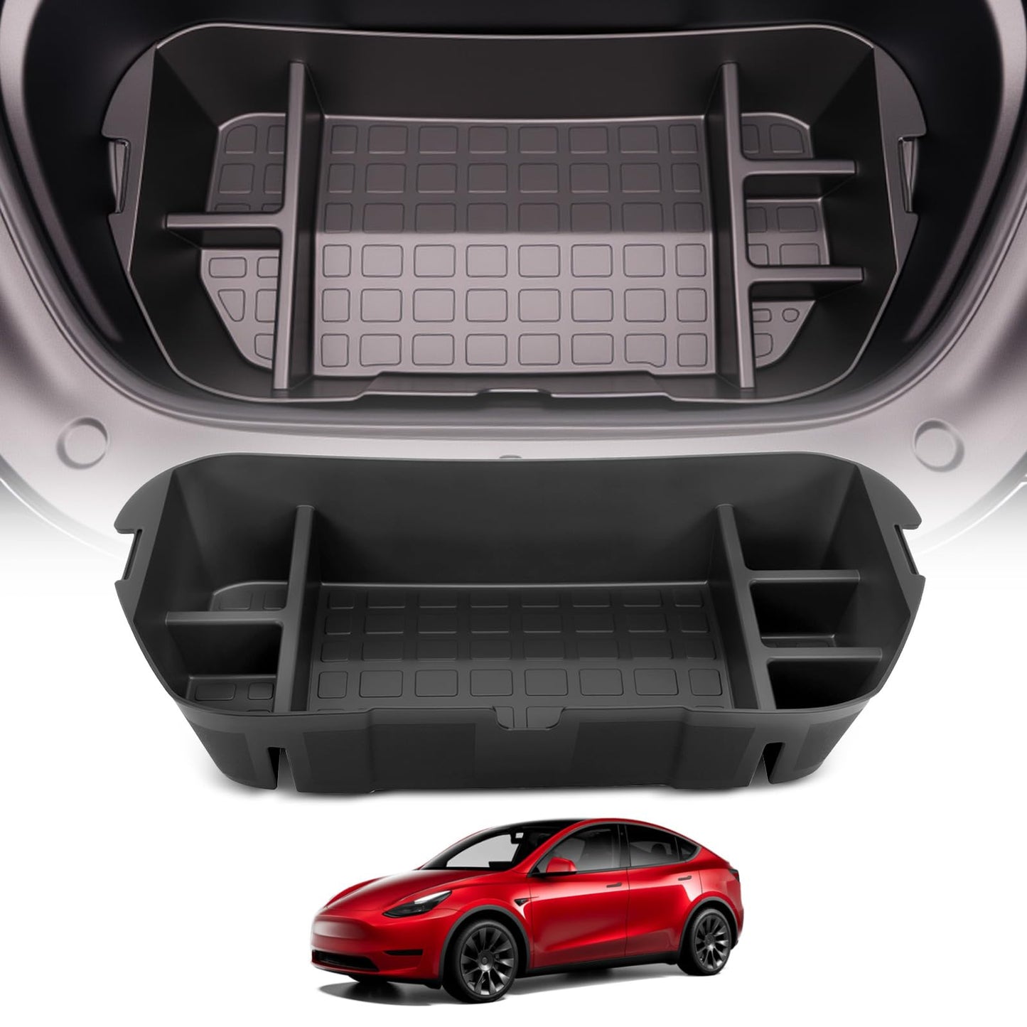 YHTAUTO Front Trunk Organizer Compatible with Tesla Model Y 2020 2021 2022 2023 2024, Frunk Storage Organizer Storage Box fits Tesla Y Accessories, 6 Separate Spaces