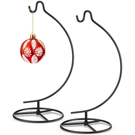 Baderke 2 Pack Ornament Display Stand, 10.43" Height Ornament Hanger, Air Plant Holder Terrariums Hanging Stand Crystal Ball Hanging Hook for Christmas Wedding Home Office Decoration(Black)