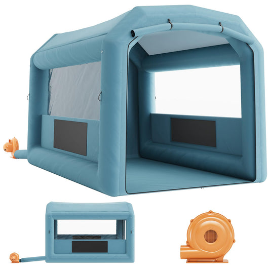 Inflatable Paint Booth 13x10x9ft Portable Spray Tent with 950W Air Blowers, Blow Up Paint Booth with Air Filter System for Cars, Auto Parts, Furniture and Other Painting Works