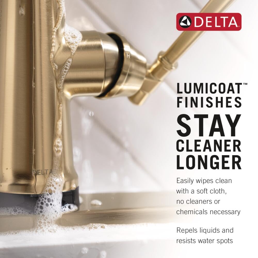 Delta Faucet Monrovia Brushed Nickel Kitchen Faucet, Kitchen Faucets with Pull Down Sprayer, Kitchen Sink Faucet with Magnetic Docking, Lumicoat Arctic Stainless 9191-AR-PR-DST