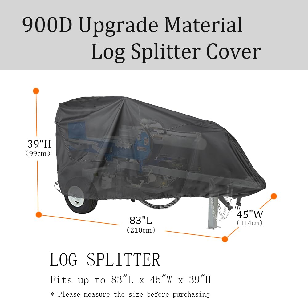 YHINGG Log Splitter Cover Waterproof Oxford Cloth 83" x 45" x 39" Suitable for 15-45 ton Gas or Electric Log Splitters Weather-Resistant Wood Splitter Cover