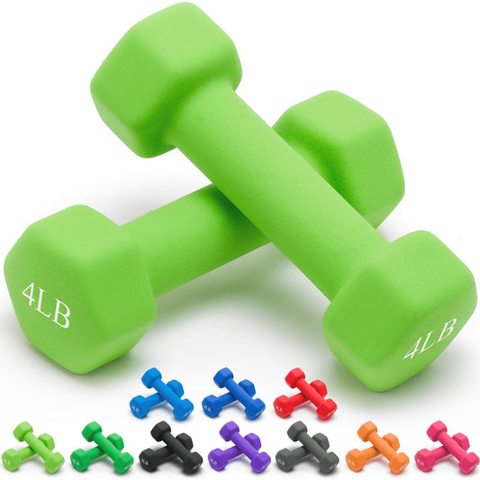Portzon Weights Dumbbells 10 Colors Options Compatible Fitness Neoprene Dumbbell Weight Pairs with Anti-Roll Square Head Hand Weights, Exercise Free Weights for Home Gym