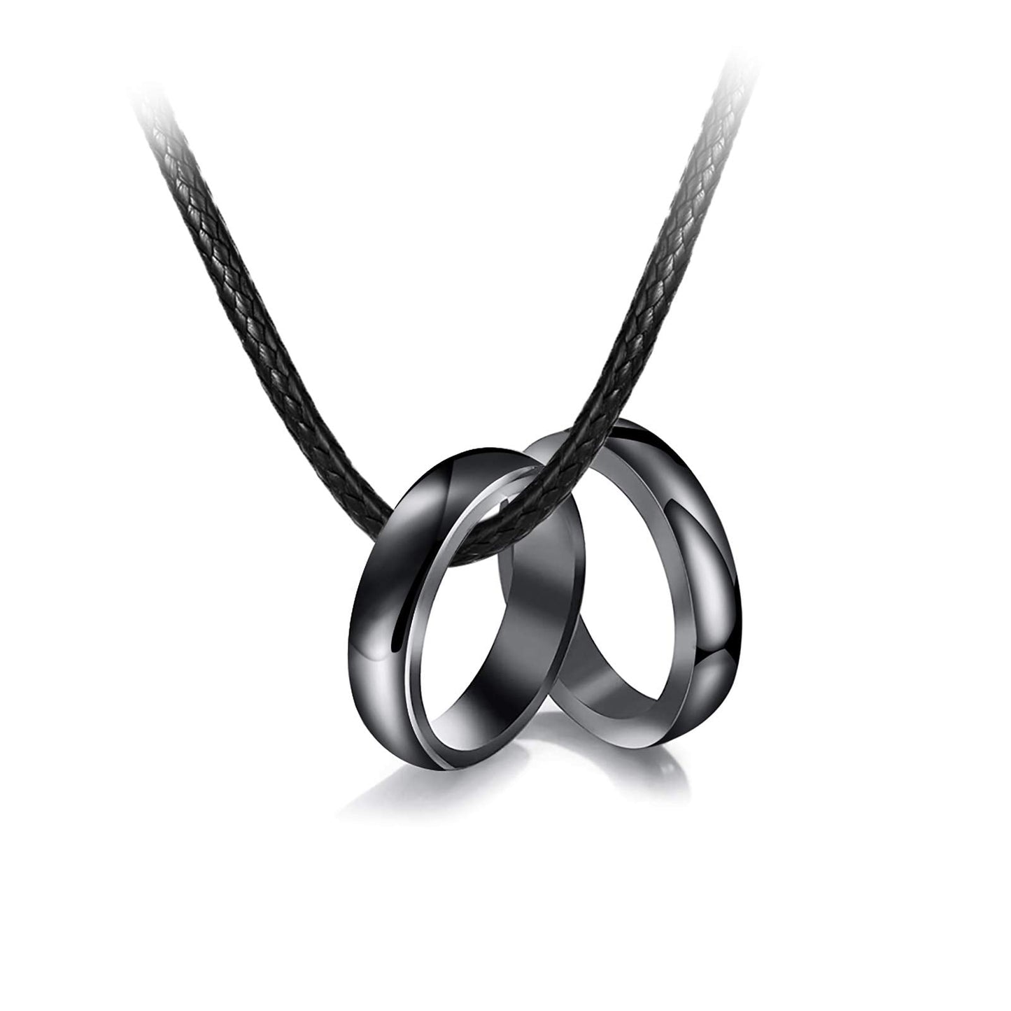 COLORFUL BLING 2Pcs Black Hematite Stone Rings Necklace Set Anxiety Absorb Negative Energy Balance Chakra Healing Jewelry for Women Men(6MM)-8