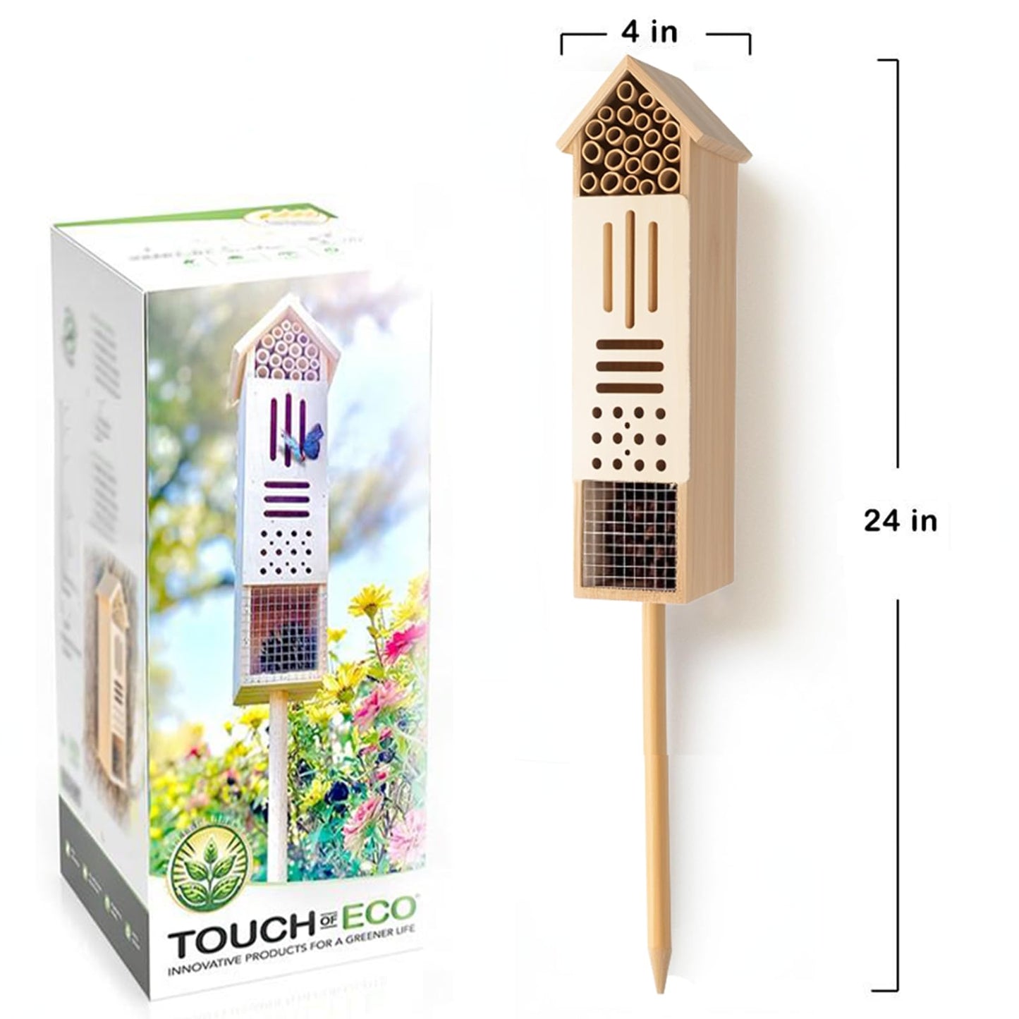 Butterfly Garden Pollinator Set – Wooden Butterfly House & Insect Hotel for Bees, Ladybugs & Beneficial Insects, Outdoor Garden Habitat Backyard Garden, Gift Set,