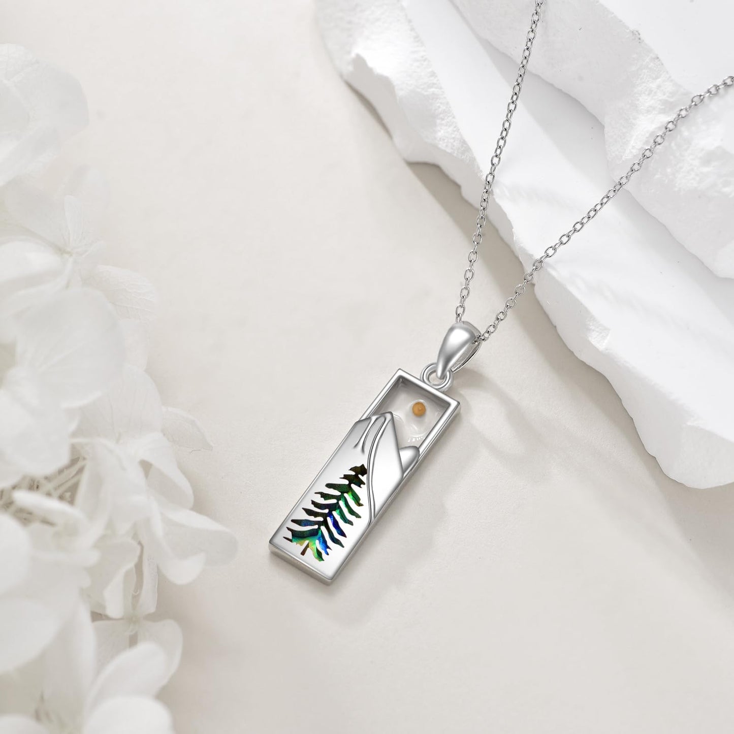 YFN Mustard Seed Mountain Necklace for Women Sterling Silver Nature Necklace Jewelry Gift for Skiers, Hikers, Campers, Climbers and Nature Lovers