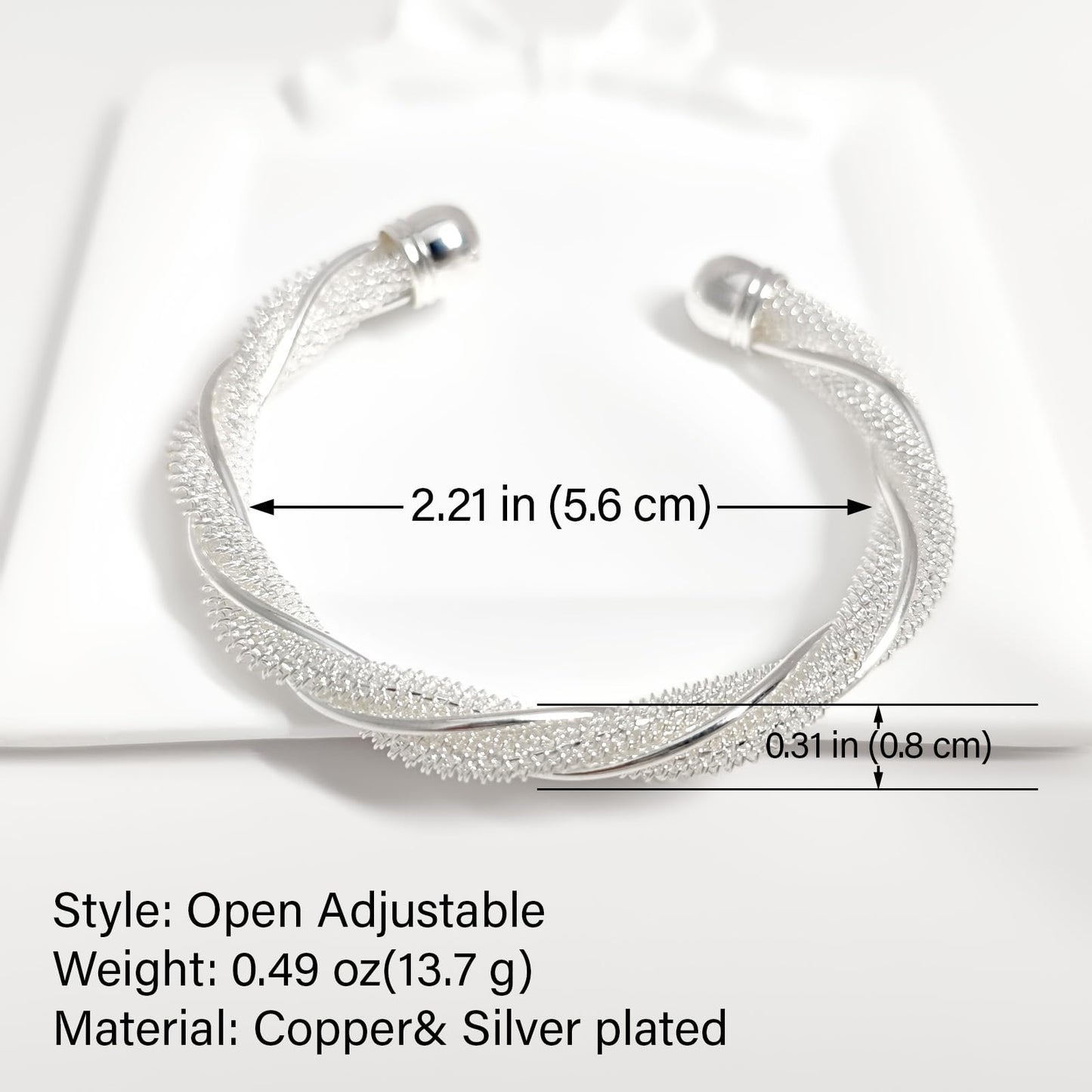 925 Sterling Silver Bracelets Cuff Bangle Bracelet Open Adjustable Wide Cuff Bracelet for Women Teen Girls Fashion Jewelry (silver M)