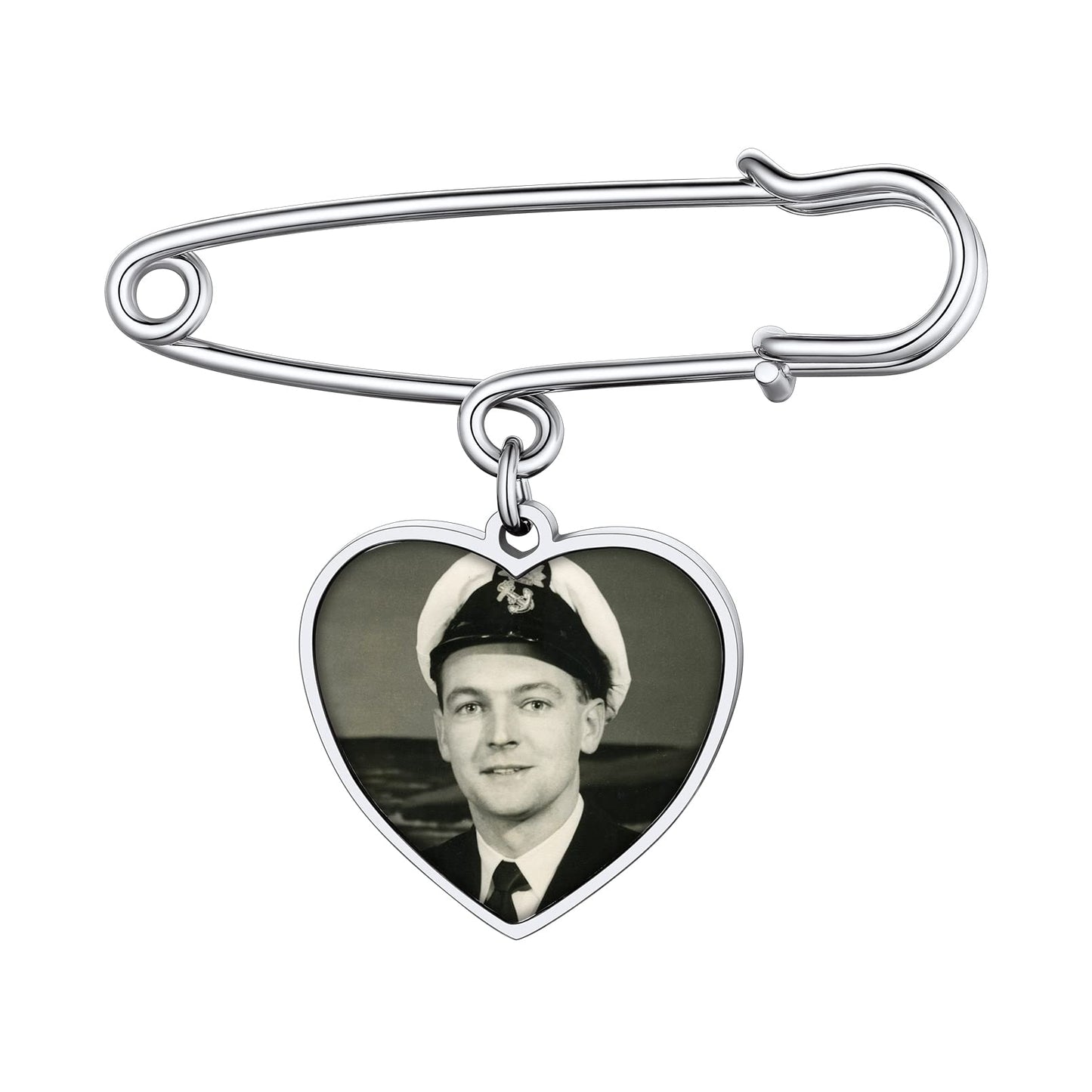 Custom4U Wedding Boutonniere Heart Bouquet Charm Pin Customized Photo Charm for Mother of The Bride Groom Women Men