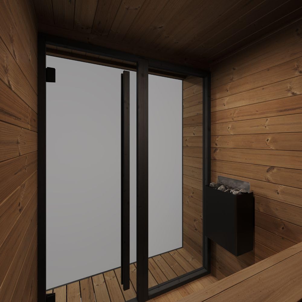 saunalife GL4 Outdoor Sauna Kit, Garden Luxury-Series Outdoor DIY Sauna Kit, Thermo-Spruce, up to 4 Persons Bundles (Sauna Heater and Sauna Stones Included) (Harvia The Wall SWS60 - Stainless Steel)