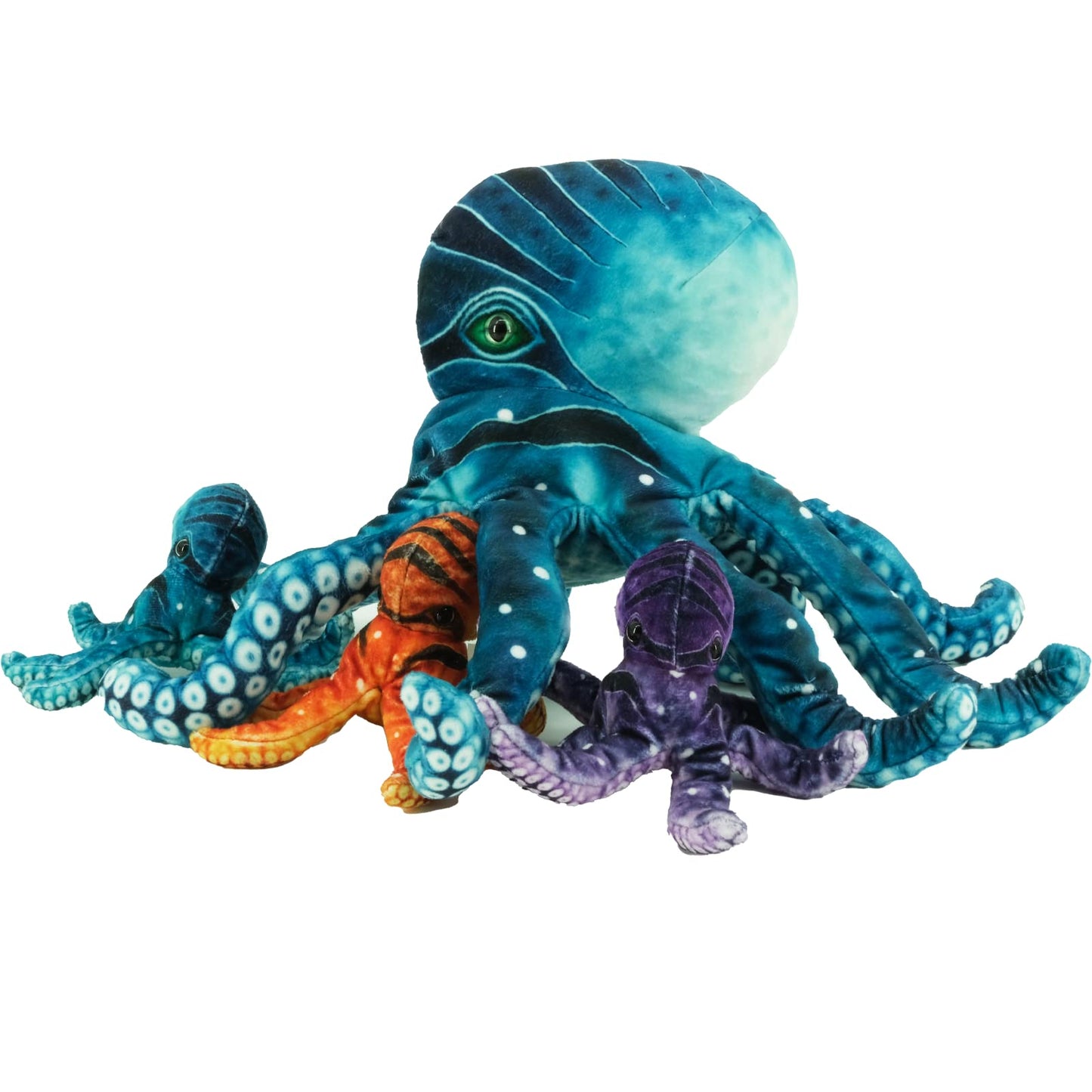 YOHAKI Octopus Stuffed Animal, 11''Marine Printed Octopus Plush Toys with 3 Baby, Soft Washable Toy Stuffed Marine Animal for Home Decor, Idea Gift for Kids Boys Girls Christmas Birthday Gifts (Blue)