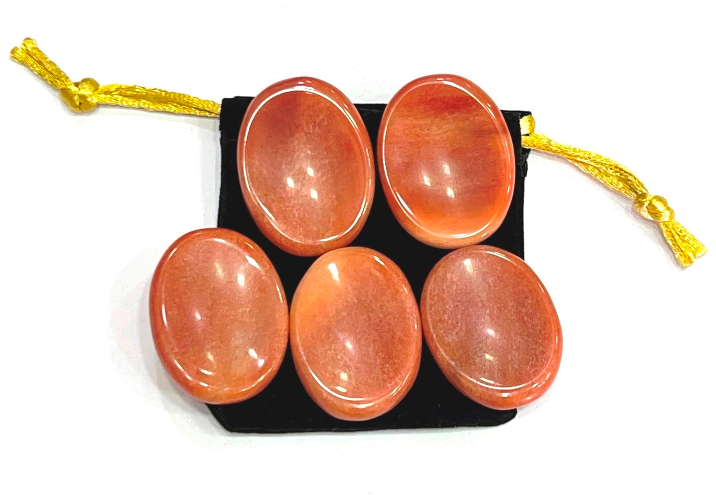 GEMSCITE Red Aventurine Thumb Worry Stones Metaphysical Gemstone Crystal Healing Reiki Men Women Gift FENG Shui Positive Energy Love Wellness Palm Stones Wicca Powerful