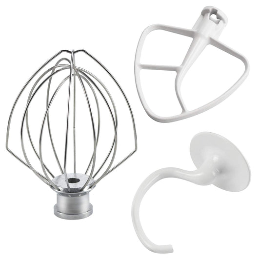 Kitchen Mixers Accessories 3-Piece Including K45DH Dough Hook&K45B Coated Flat Blade Paddle&K45WW Wire Whip for 4.5 QT Kitchen Tilt-Head Stand Mixer Attachments by Sikawai