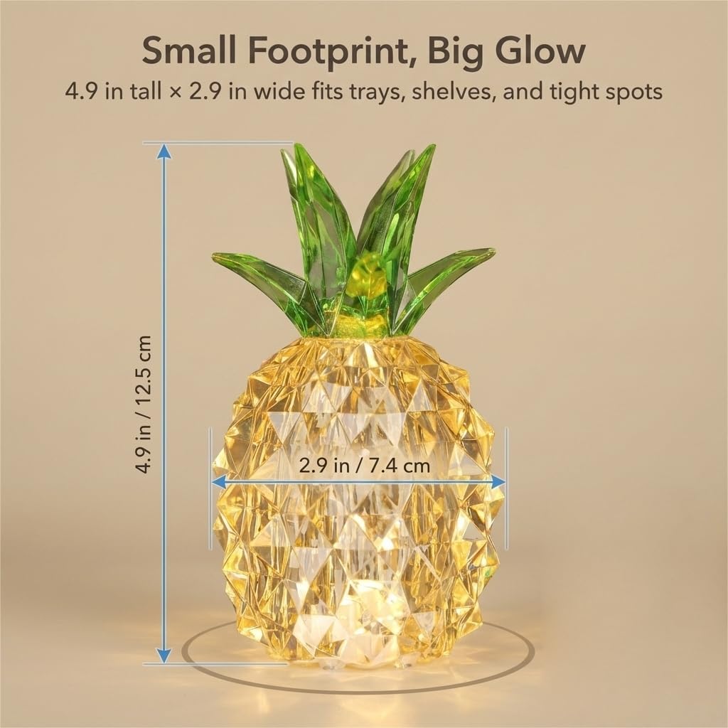 Pineapple Baby Night Light for Nursery, Battery Powered Pineapple Lamp for Home Living Room Bedroom Kitchen Office Decor, Crystal Tropical Decor Valentines Day Birthday Gifts for Him Her Kids Women