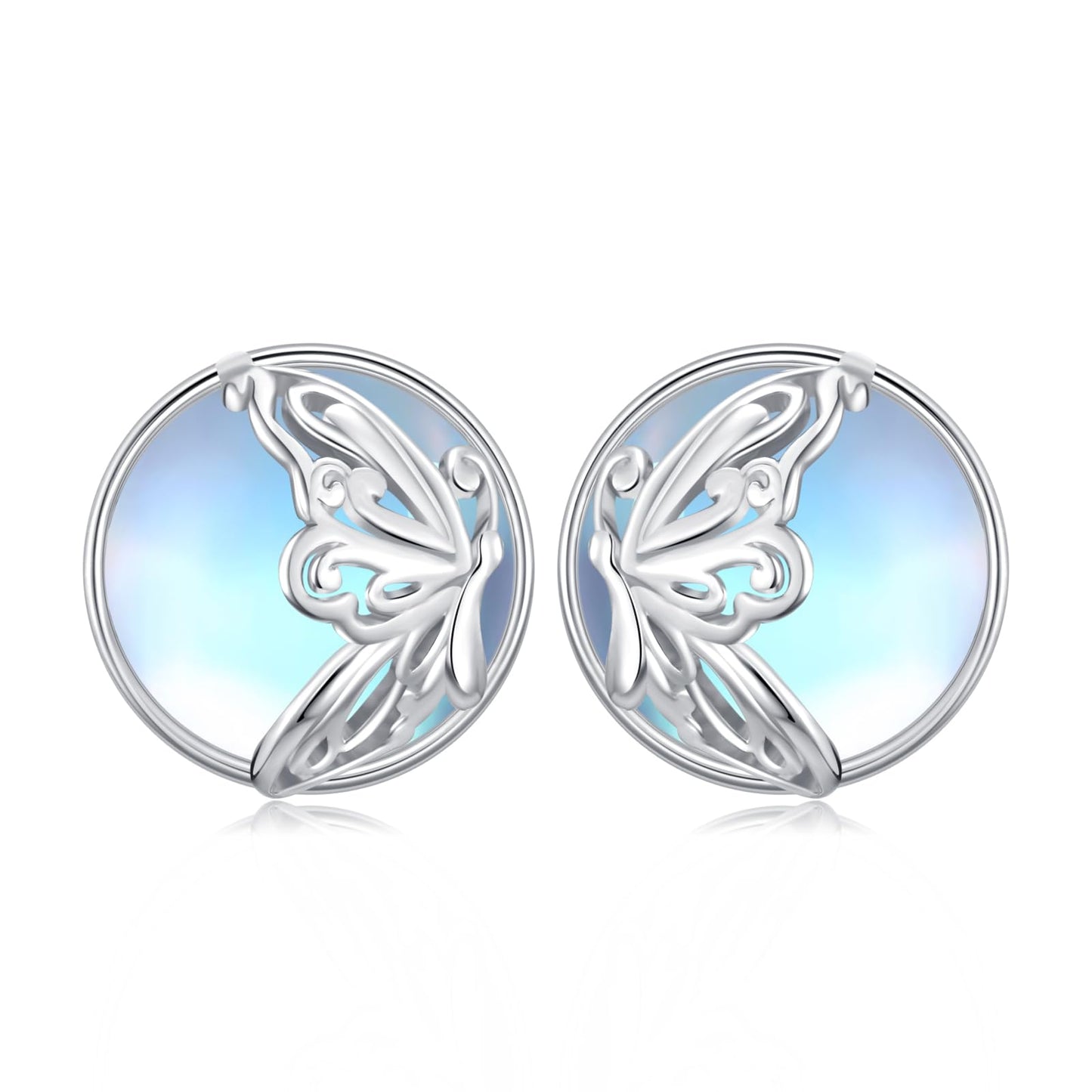 WINNICACA Butterfly Stud Earrings S925 Sterling Silver Moonstone Stud Earrings Butterfly Jewelry for Women Birthday Mothers Day Gifts for Mom Wife