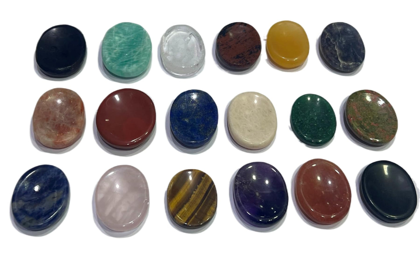 Set of 4 Pieces of Amethyst, Rose Quartz, Tigers Eye, Black Tourmaline Thumb Worry Stones Metaphysical Gemstone Crystal Healing Reiki Men Women Gift