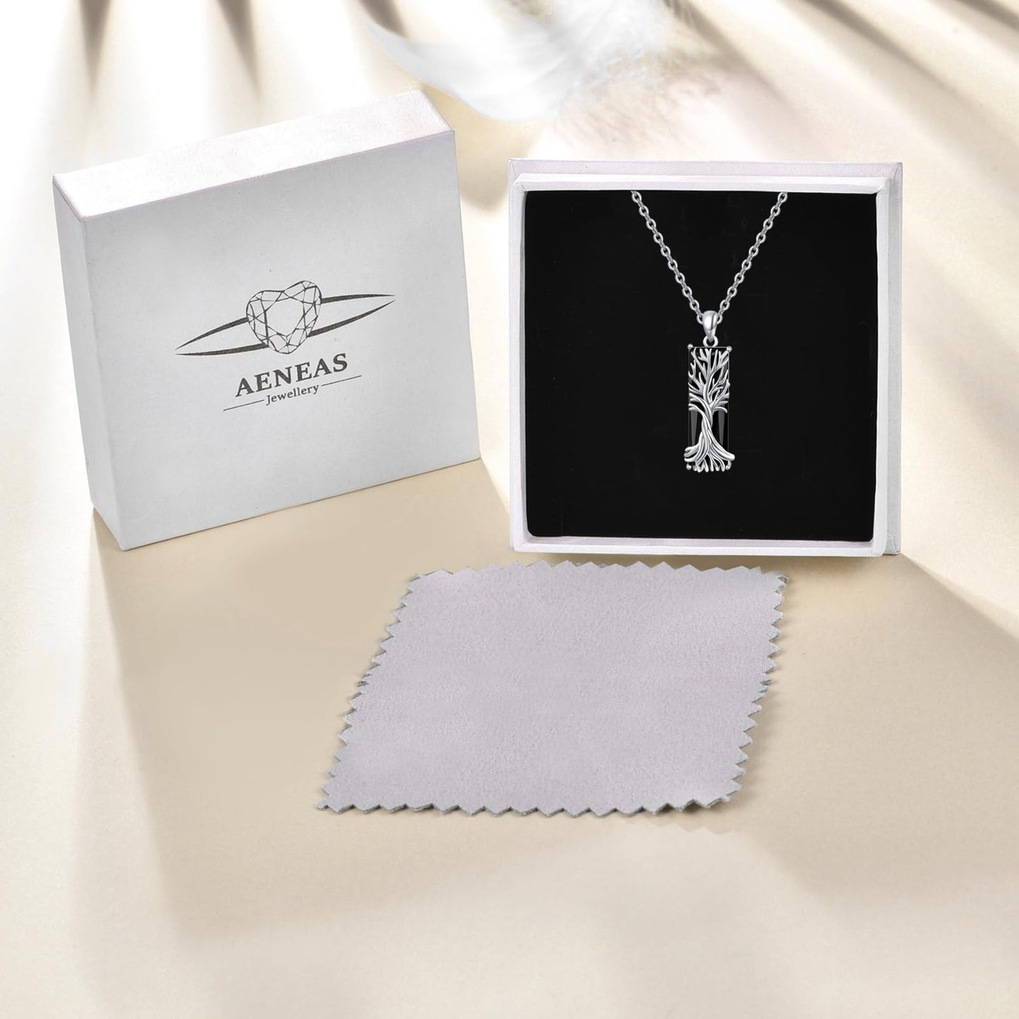 AENEAS Celtic Tree of Life Necklace for Women Men 925 Sterling Silver Black Crystal Tree of Life Pendent Fancy Jewelry Gifts for Her Wife Women