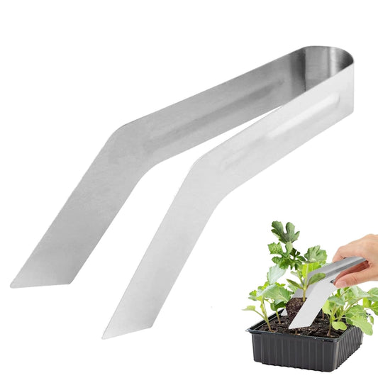 Fabater Seedling Transplant Tongs, 7.1 Inch Stainless Steel Seedling Starters Remove Tongs, Seedling Transplanting Tool, Gardening Plants Transplant Tongs Easily Reduces Root Damage (S)