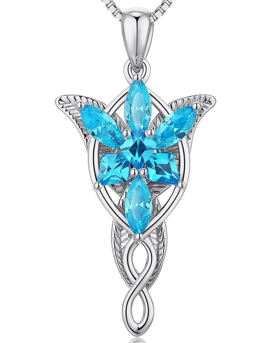 jiamiaoi Lord of the Rings Pendant Necklace Arwen Evenstar Necklace Silver Lord of the Rings Accessories Elvish Jewelry for Women