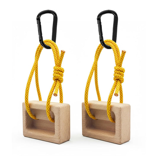 Portable Beech Wood Fingerboard Climbing Hangboard Set – Dual-Pocket Grip Blocks for Finger & Forearm Strength Training – Adjustable Rope and Metal Clips Included