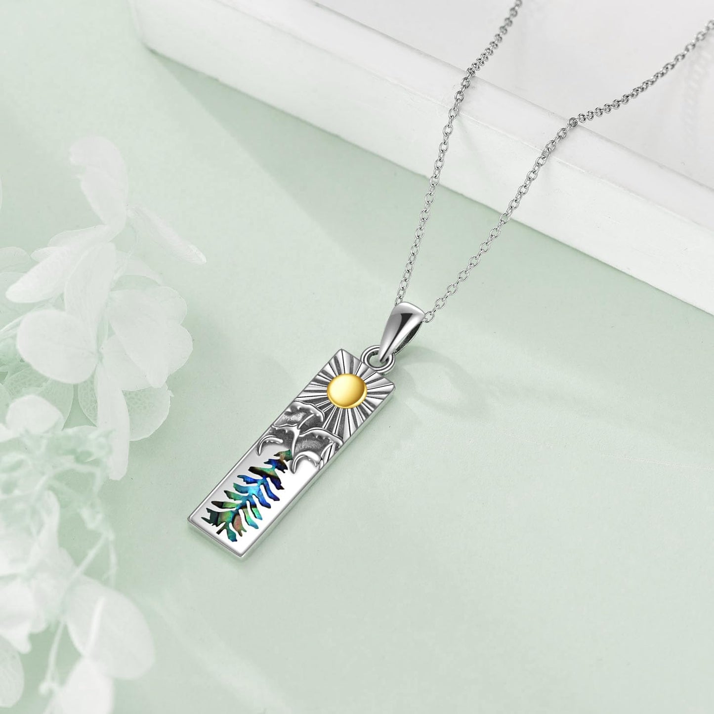 YFN Sun Ocean Tree Necklace for Women Sterling Silver Nature Necklace Jewelry Gift for Skiers, Hikers, Campers, Climbers and Nature Lovers