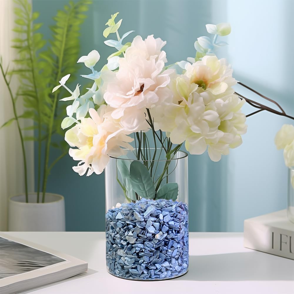 HappyFiller 23 OZ Crushed Shell Chips Broken Pieces,Resin Art Crafts Beach Theme Vase Bowl Filler,Succulent Plants Soil Cover,Candle Holder,Aquarium Pebble,Tabletop Fountain,Wedding Centerpiece,Blue