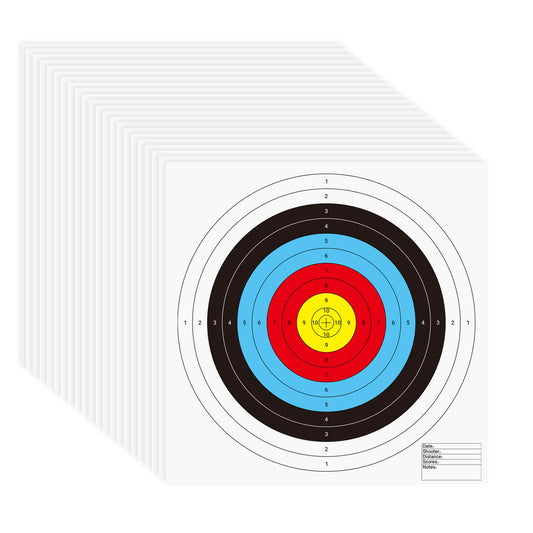 suituts 50Pcs Bullseye Paper Shooting Targets for Range, Archery Targets Paper 16x16 inch 10 Ring Bow and Arrow Targets for Backyard Targets Paper for Practice & Shooting