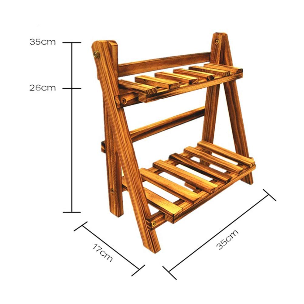 ZHZXBDGQ Wooden Plant Stand, 2 Tier Flower Display Rack Holder, Indoor Outdoor Plant Stand Flower Pots Holder for Home Desktop Garden Patio Balcony Decoration-White