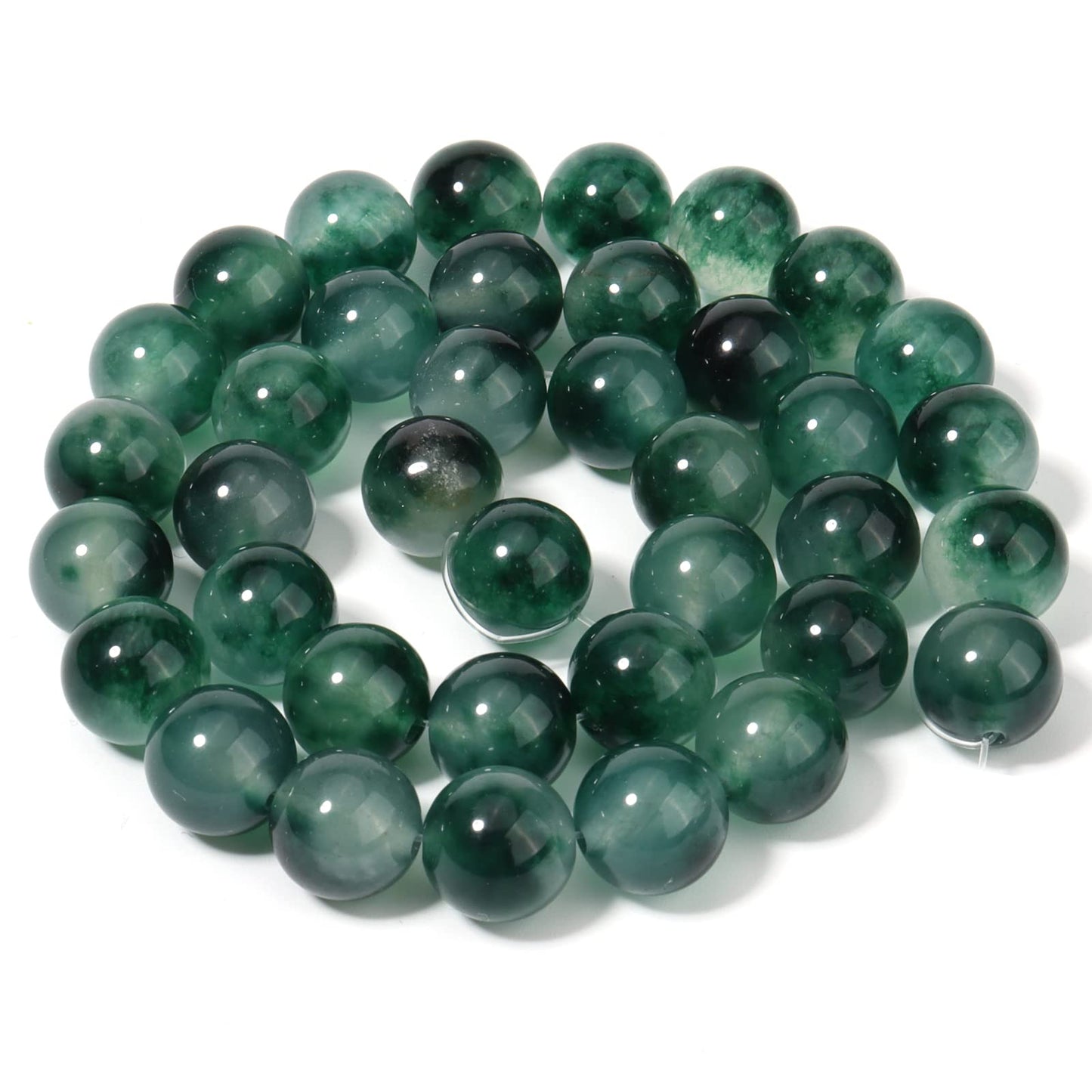 35pcs 10mm Natural Stone Beads Green Chalcedony Beads Energy Crystal Healing Power Gemstone for Jewelry Making, DIY Bracelet Necklace