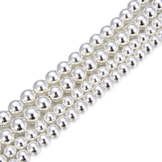 40pcs Adabele Grade A Natural Hematite Silver Plated Healing Gemstone 10mm Round Loose Beads Gem Stone Spacer for DIY Craft Jewelry Making GFC-B10