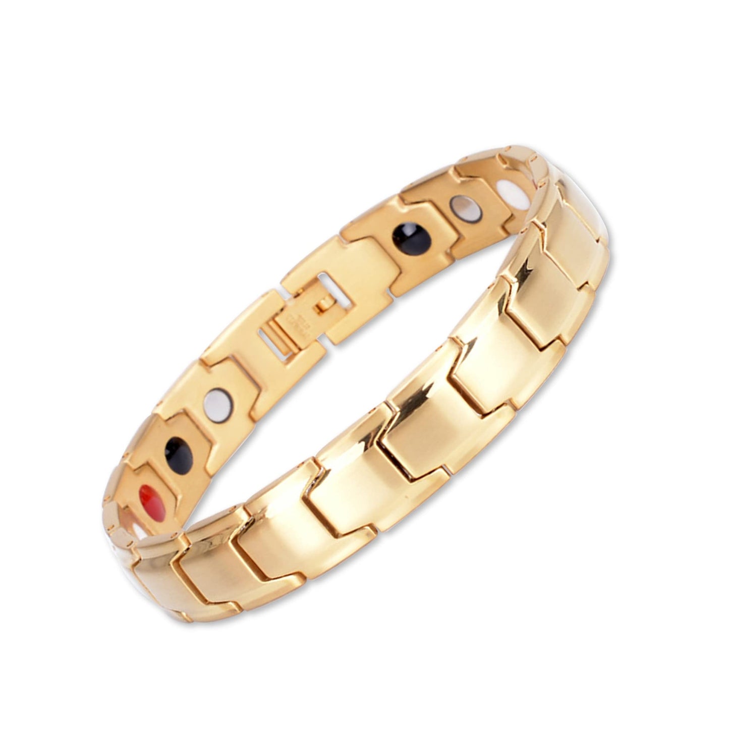 EMMORI Ultra Strength Magnetic Bracelet - 3,500 Gauss Per Magnet -Magnetic Bracelets for Men Woman - Adjustable Length -Pulseras Magneticas (Gold)