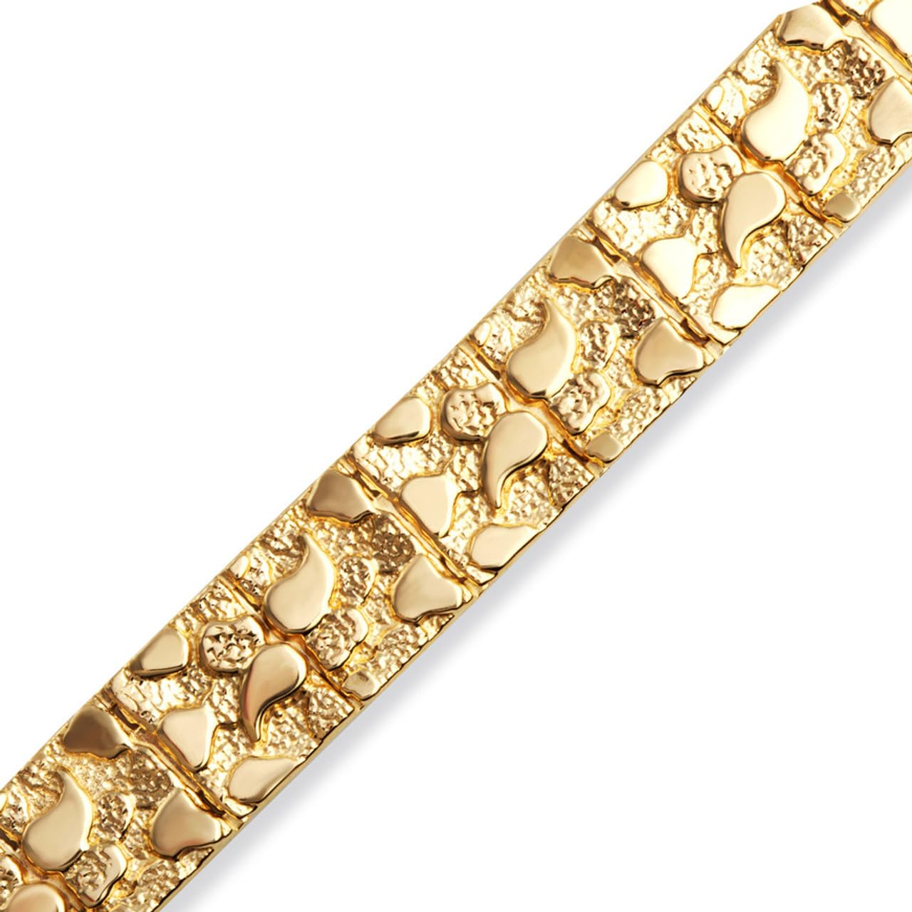 Solid 14k Yellow Gold Large Textured Nugget Bracelet (Size 7)