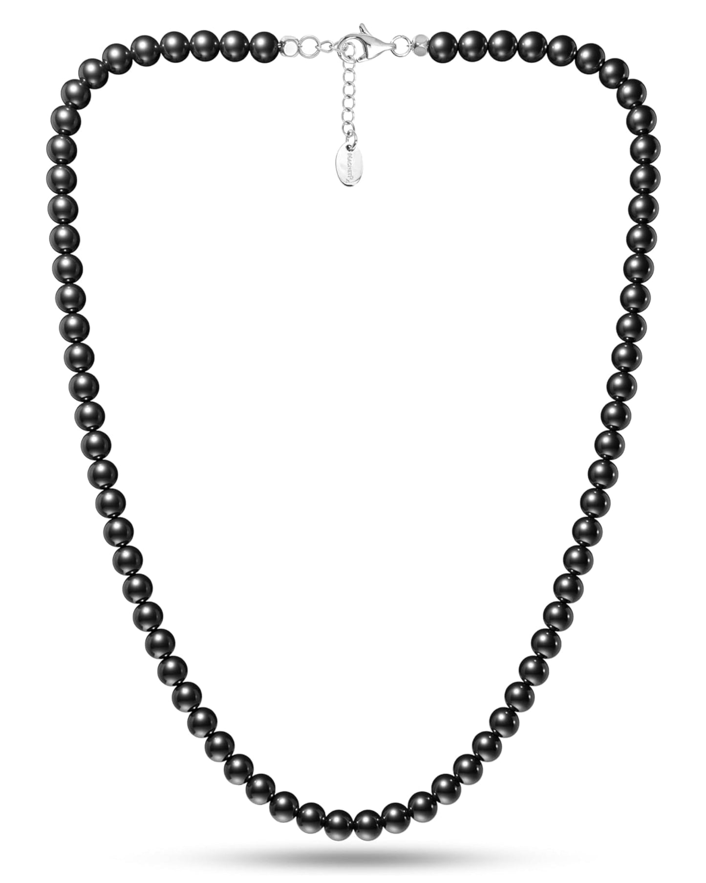 MagnetRX® Magnetic Hematite Necklace – Ultra Strength Magnetic Hematite Stones – Unisex Beaded Necklaces for Men and Women (6mm Round Beads)