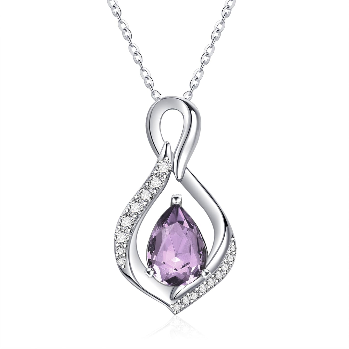 JIYVY32 Alexandrite Infinity Necklace for Women June Birthstone Necklaces White Gold Plating Anniversary Birthday Gifts for Wife Her Mom Girlfriend Birthstone Jewelry Gifts for Women