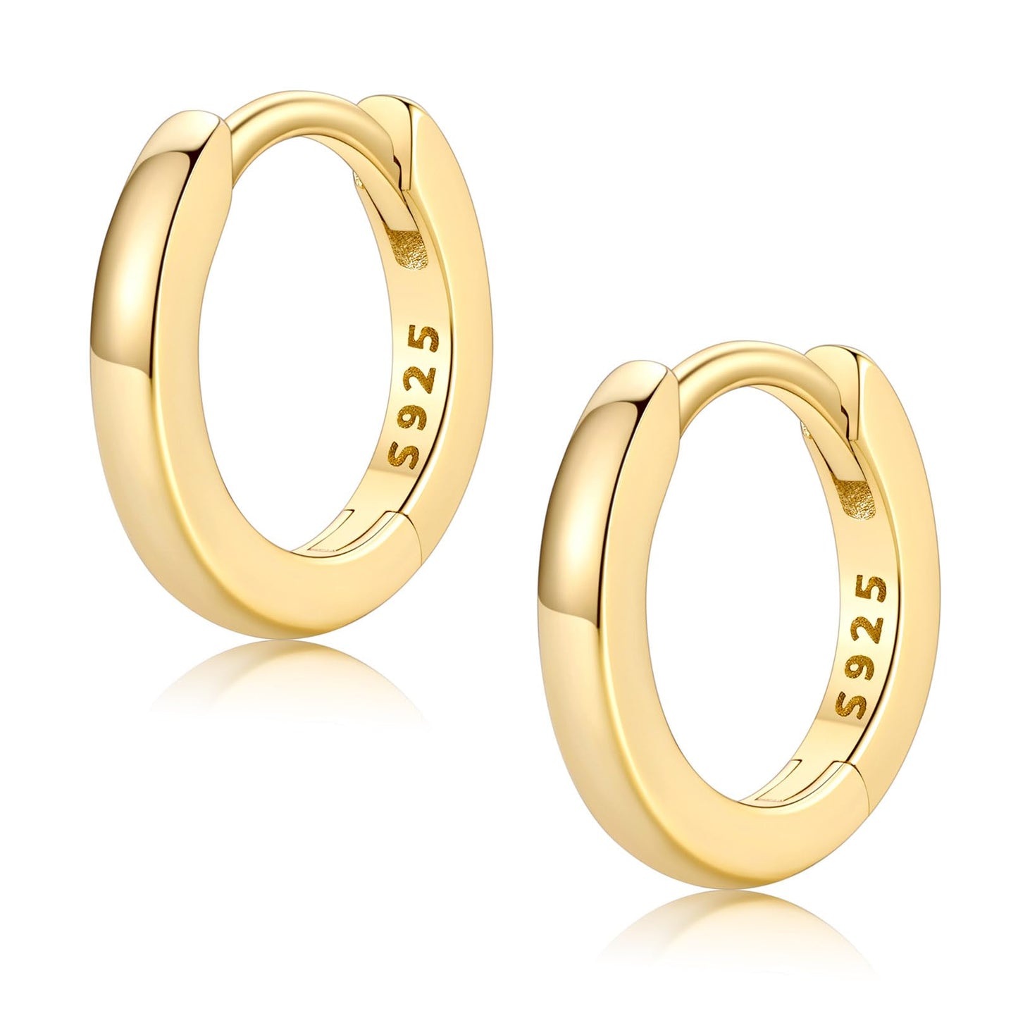FaithHeart 925 Sterling Silver Huggie Hoop Earrings, Small Silver Hoop Earring for Women, 14K Gold Hypoallergenic Cartilage Earrings for Women 8mm