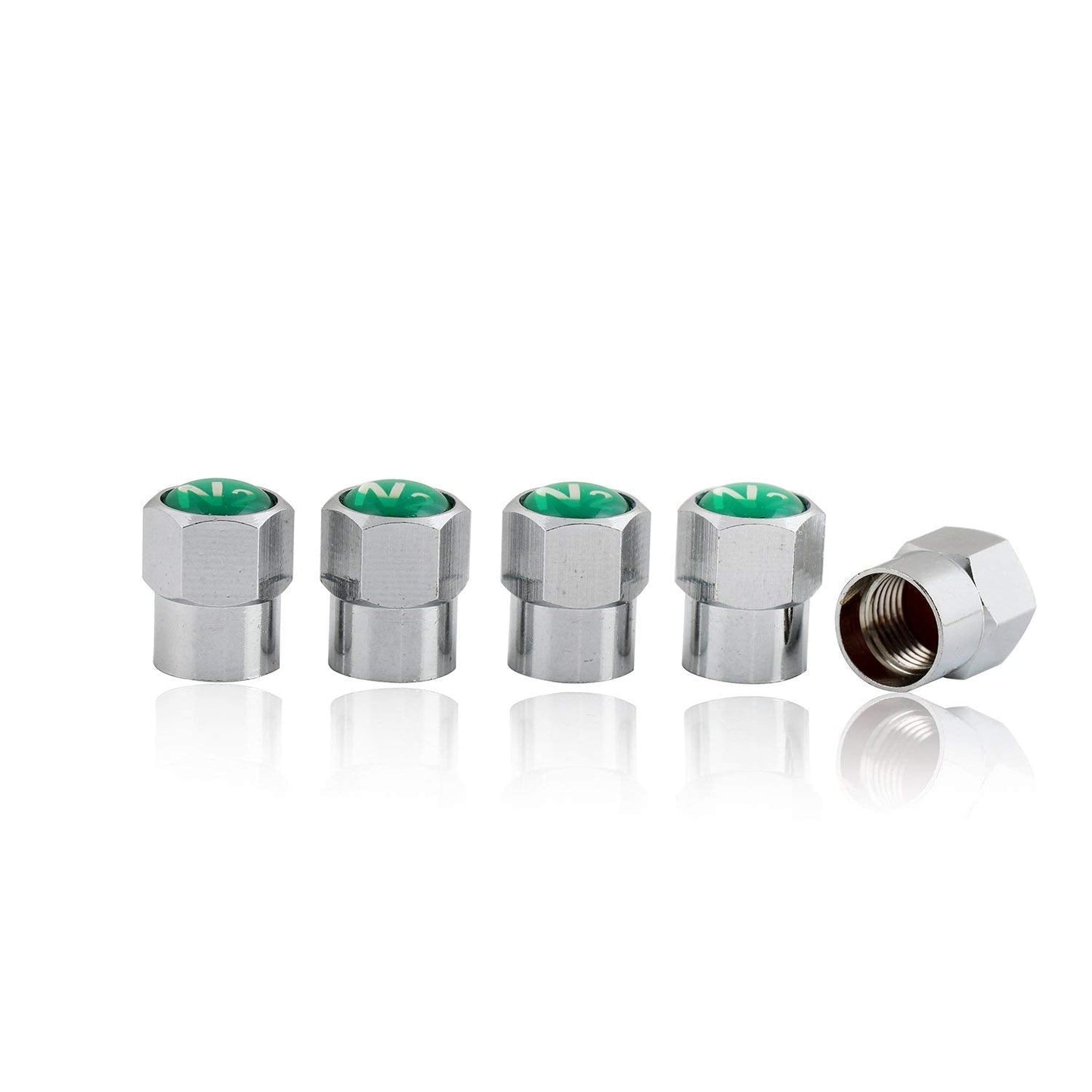 GODESON Pack of 20 Chrome Plated Brass Tire Valve Stem Caps with N2 Nitrogen Logo