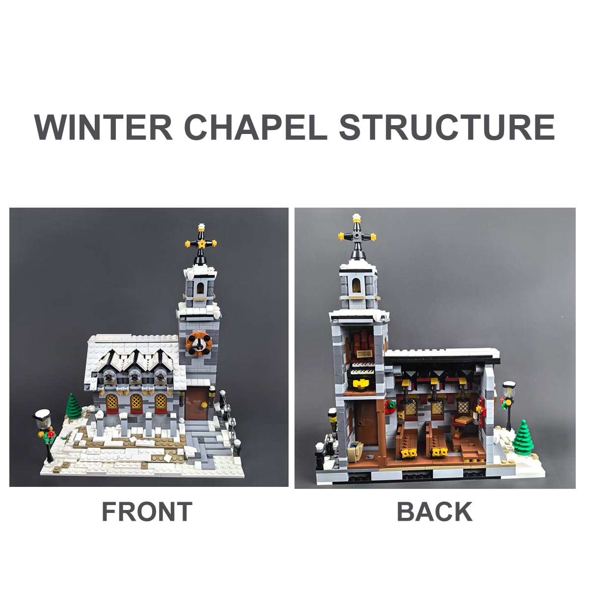Falagil Winter Chapel Architecture Building Blocks Set, Christmas Themed MOC Snow Village Church House Model Kit, Vacation Holiday Building Gift for Adults, Women & Teens (1074pcs)