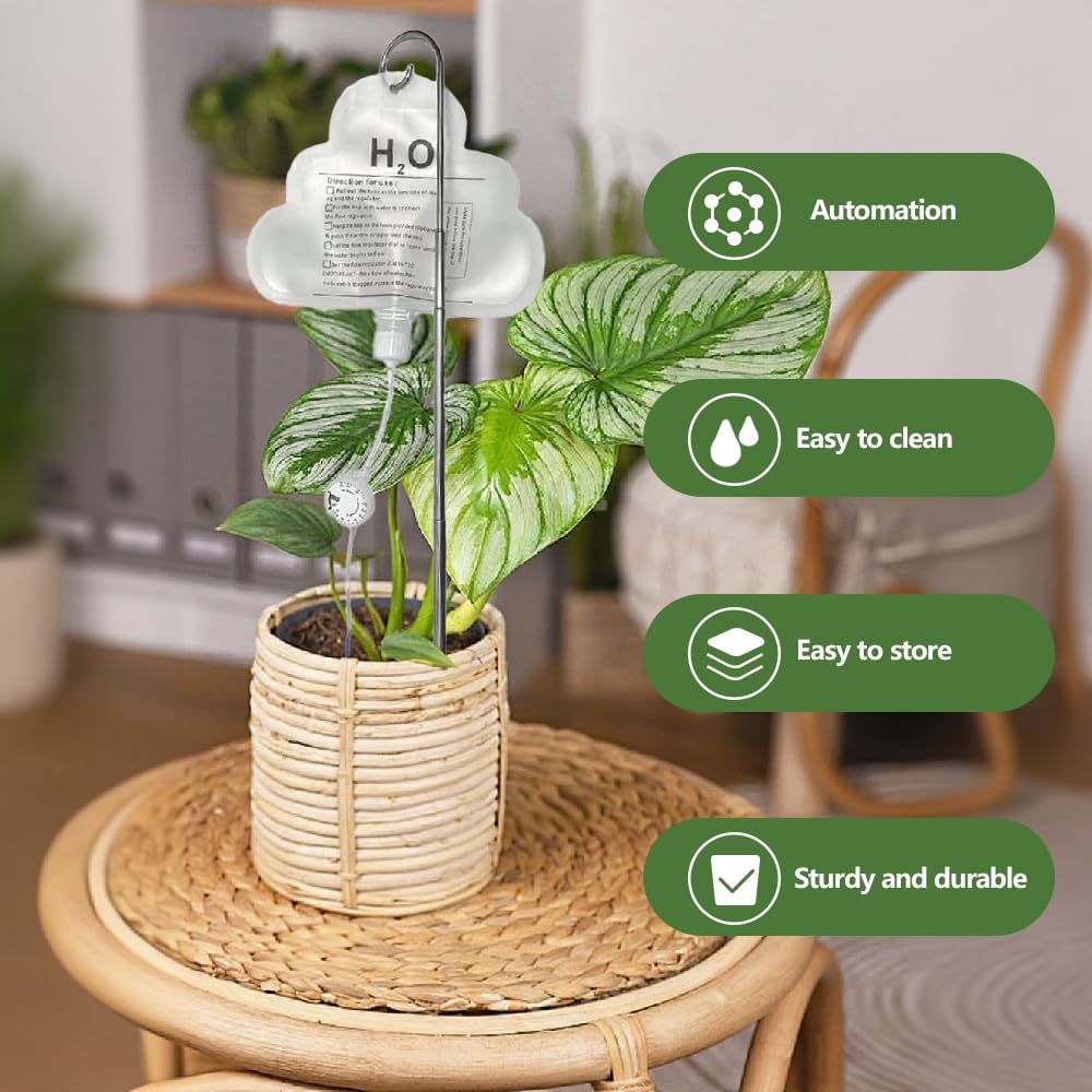 VMRUXAW 2 PCS Plant Self Watering Devices Irrigation Dripperswith Flow ControlIndoor,Self Automatic Plant Watering System with 500mL Water Bag, for Indoor Outdoor Plant Waterer